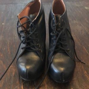 Havana by Jeffrey Campbell black leather wedges.